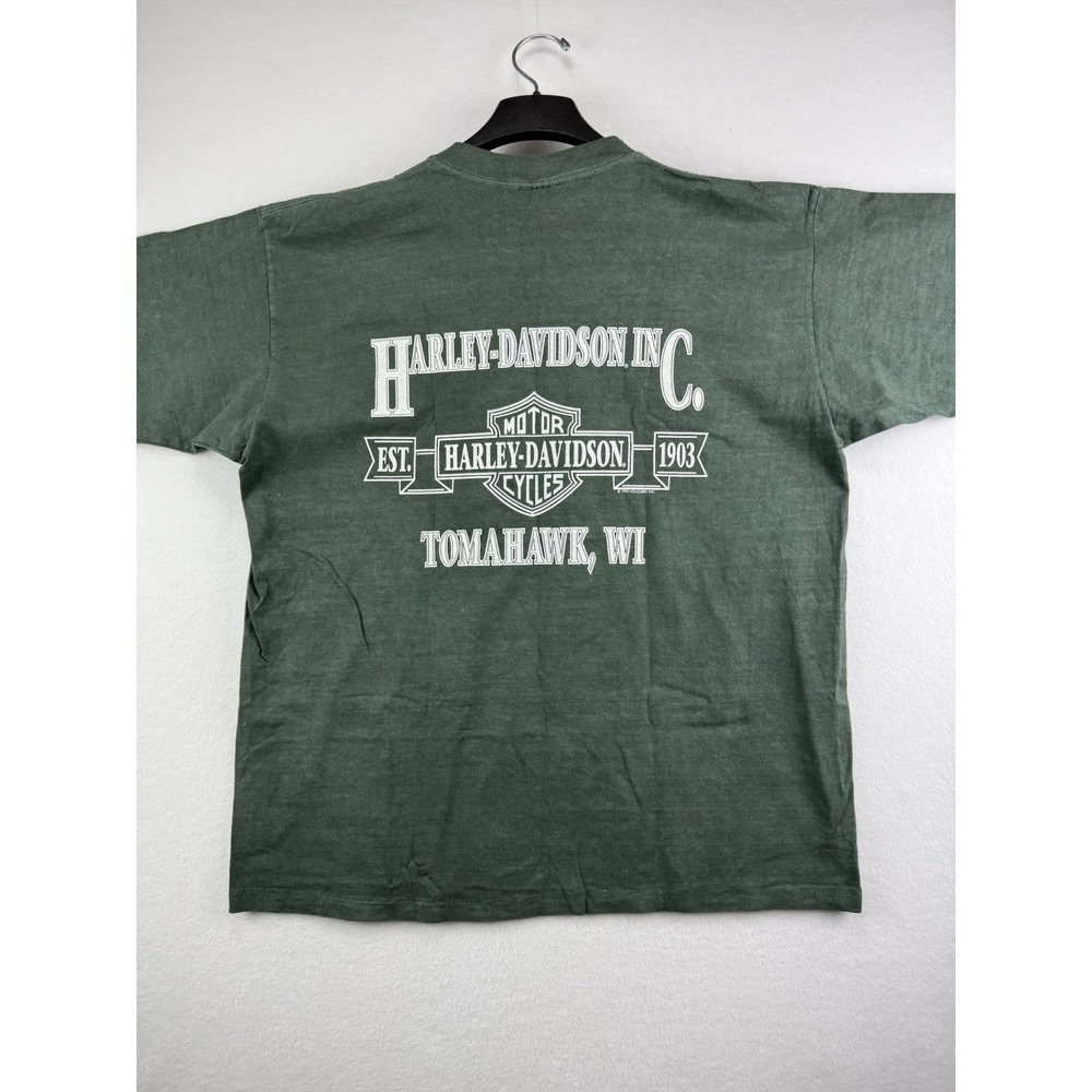 Vintage 1992 Harley Davidson Tomahawk WI T Shirt XL USA Motorcycle Biker Tee - Picture 6 of 7